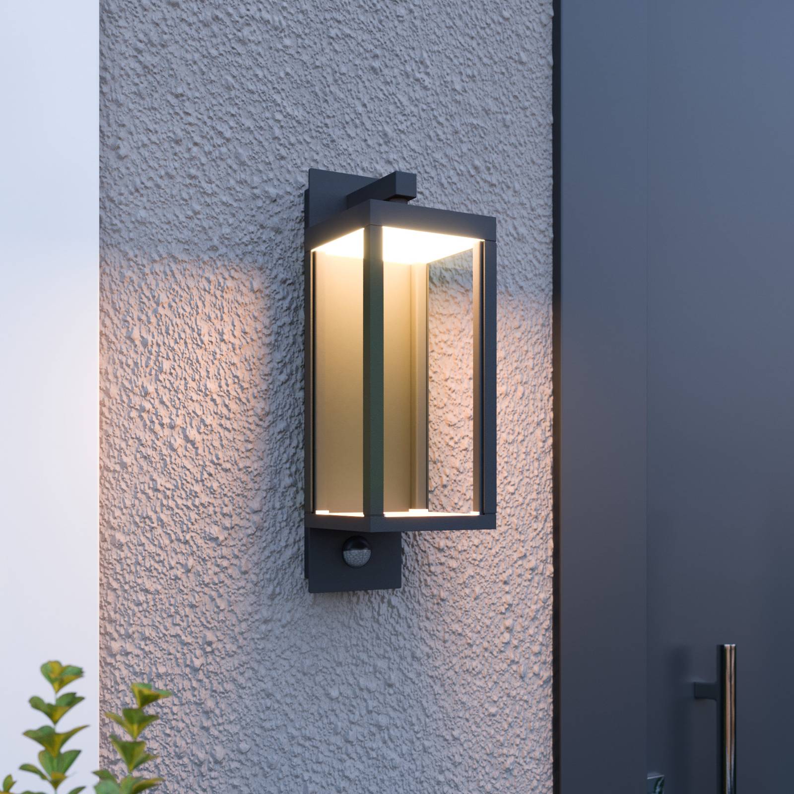 foto del prodotto lucande applique da esterni led ferdinand, sensore, grigio, 38 cm