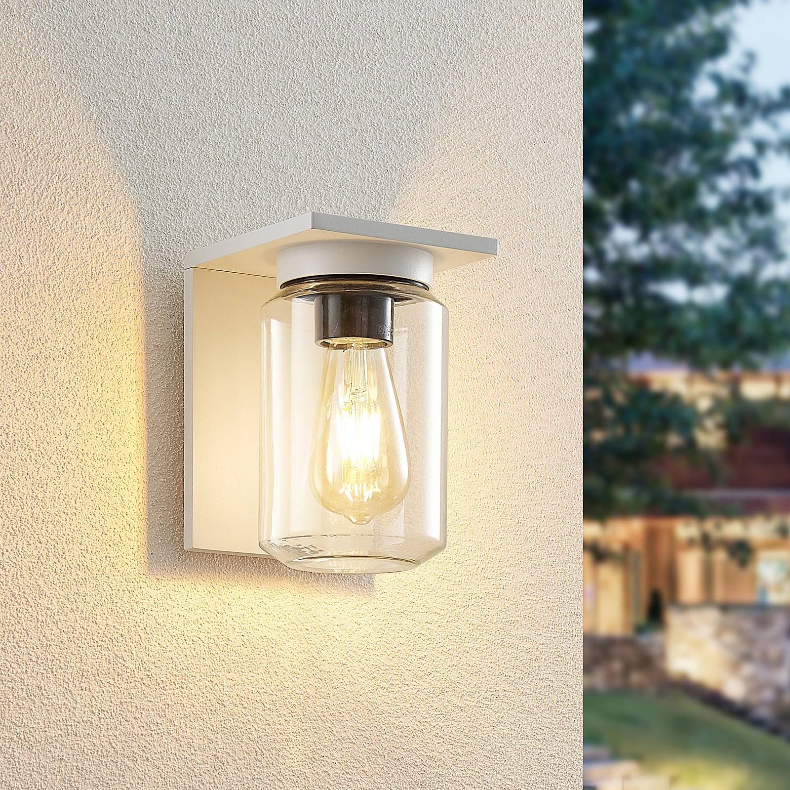 foto del prodotto lucande applique da esterno semka, bianco, alluminio, vetro, 20cm