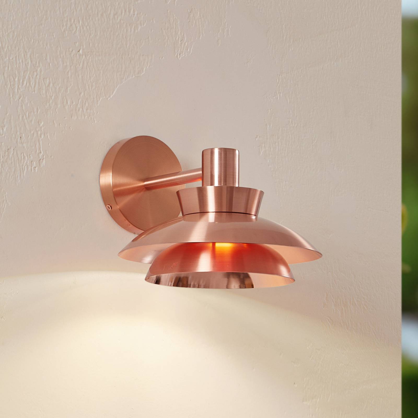 foto del prodotto lucande applique da esterno thais, color rame, acciaio inox