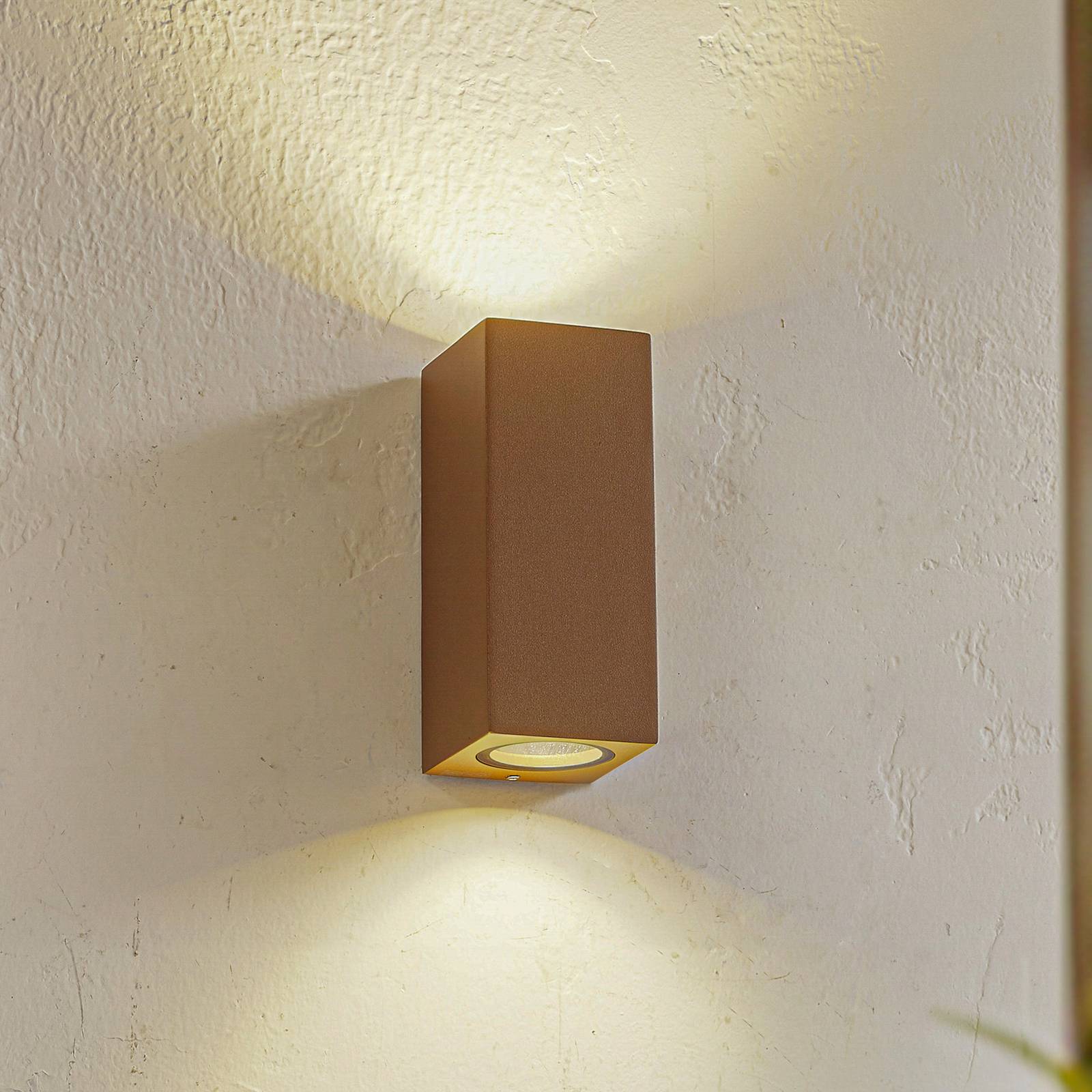 foto del prodotto lucande applique da esterno xava, up down, marrone, a 2 luci, gu10