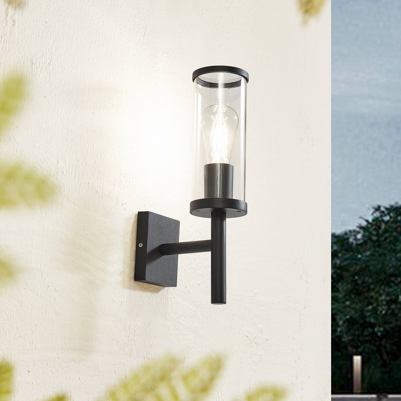 foto del prodotto lucande applique da esterno zanta, altezza 39 cm, ip54, nero