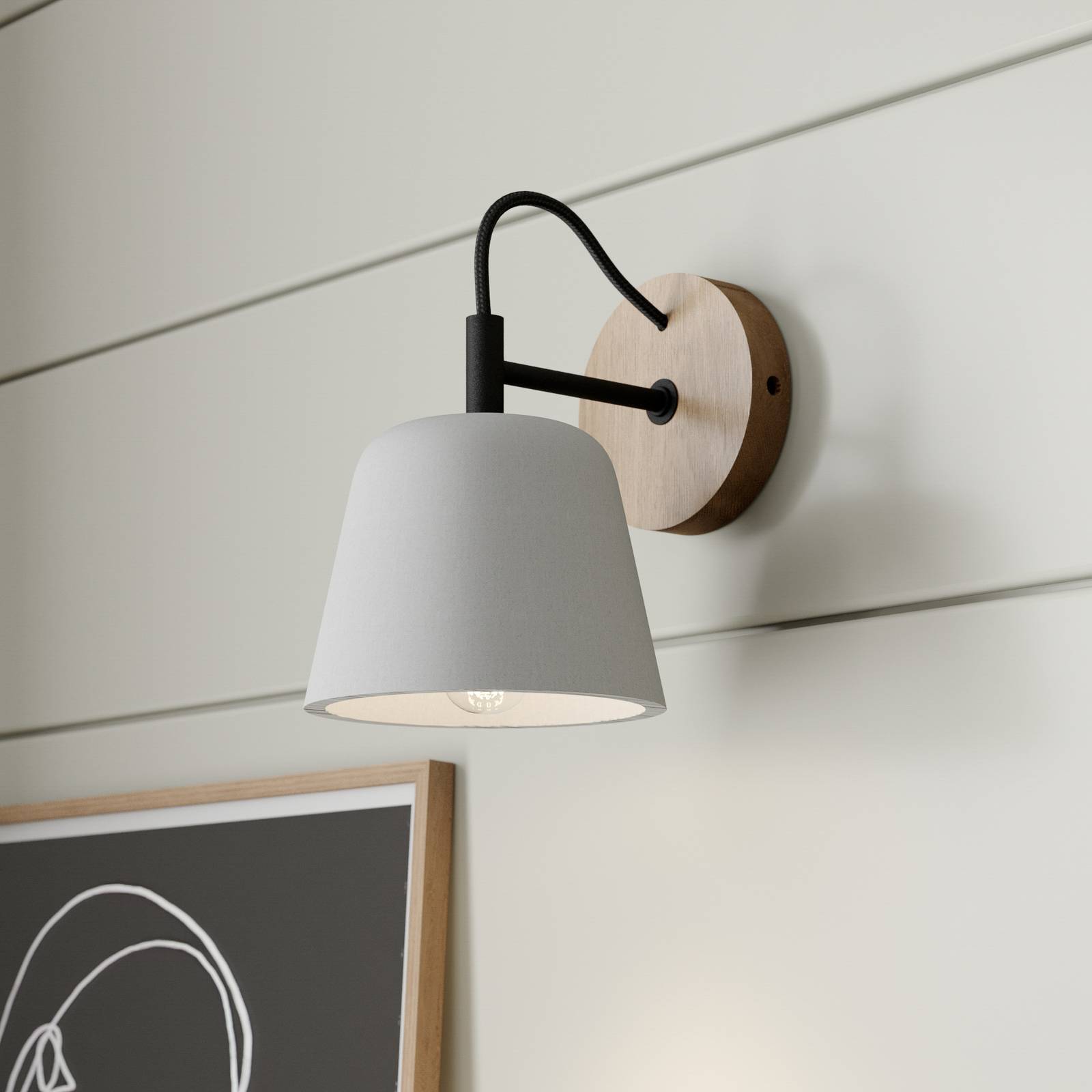 foto del prodotto lucande applique kalinda, grigio, cemento, altezza 20 cm, e14