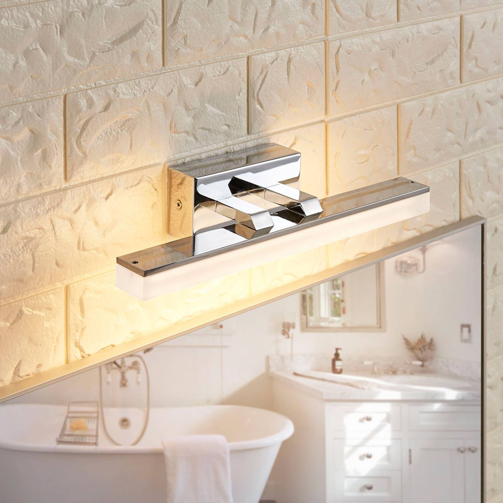 foto del prodotto lucande applique led per il bagno julie, 32 cm, cromo, metallo, ip44