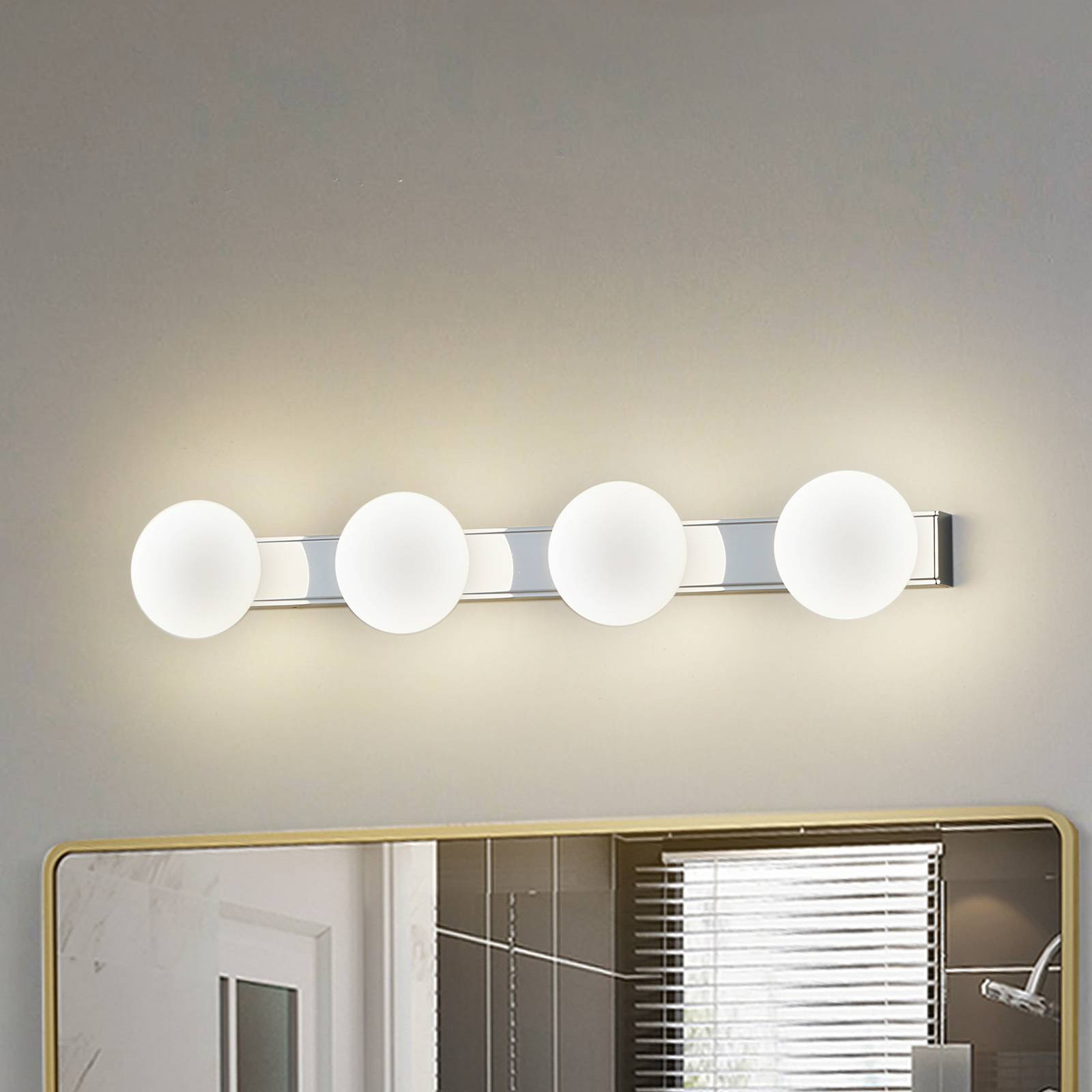 foto del prodotto lucande applique led per il bagno myrra, cromo, vetro, 60 cm, ip44