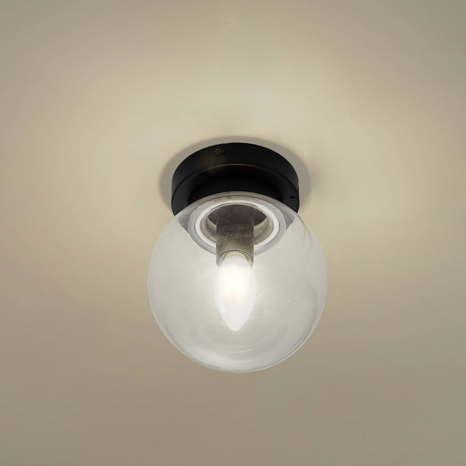 foto del prodotto lucande badolo plafoniera, nero, vetro, 15 cm, ip44
