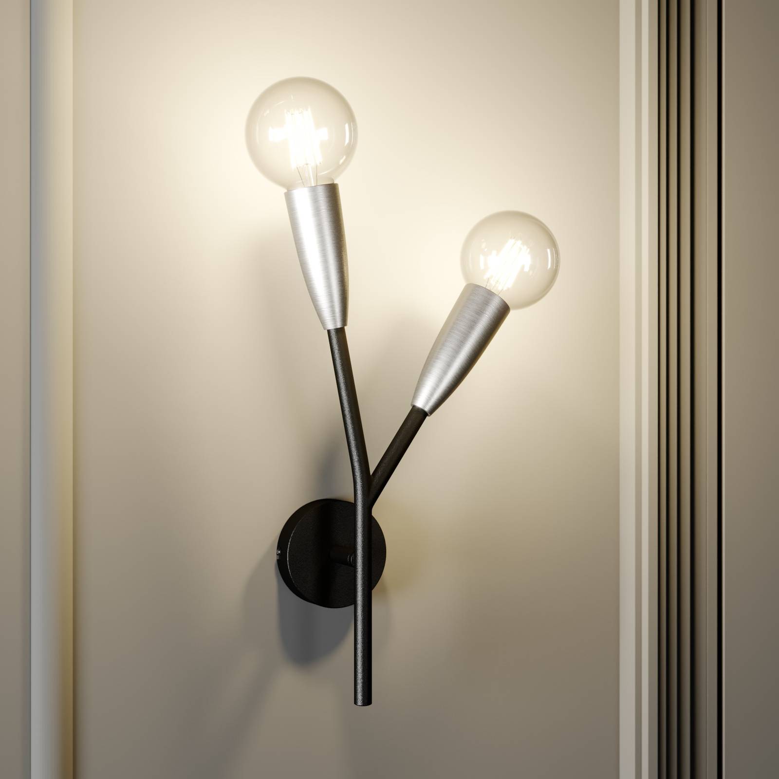 foto del prodotto lucande carlea applique 2 luci nero nichel