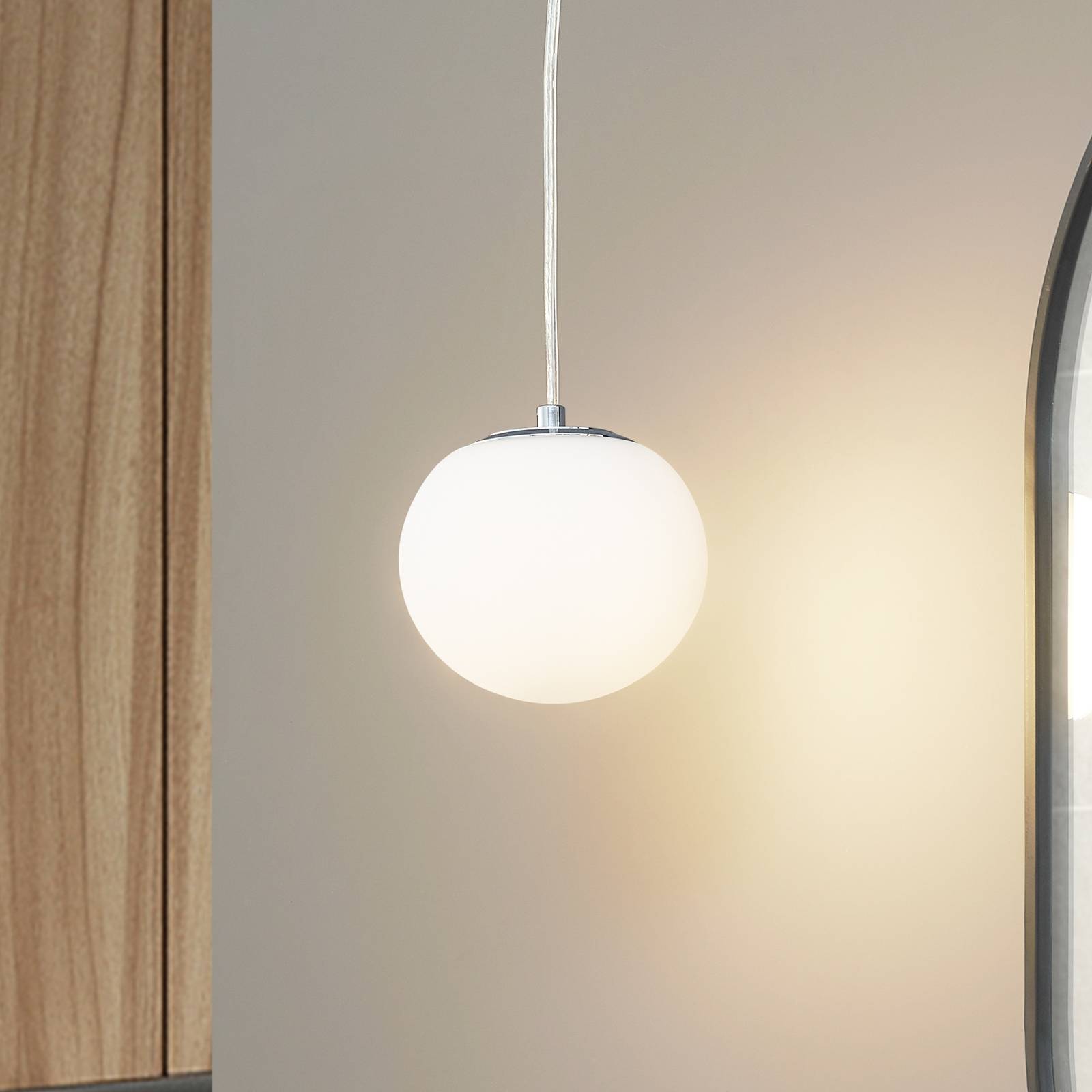 foto del prodotto lucande lampada a sospensione bidolo, colore cromo, vetro, 15 cm, ip44