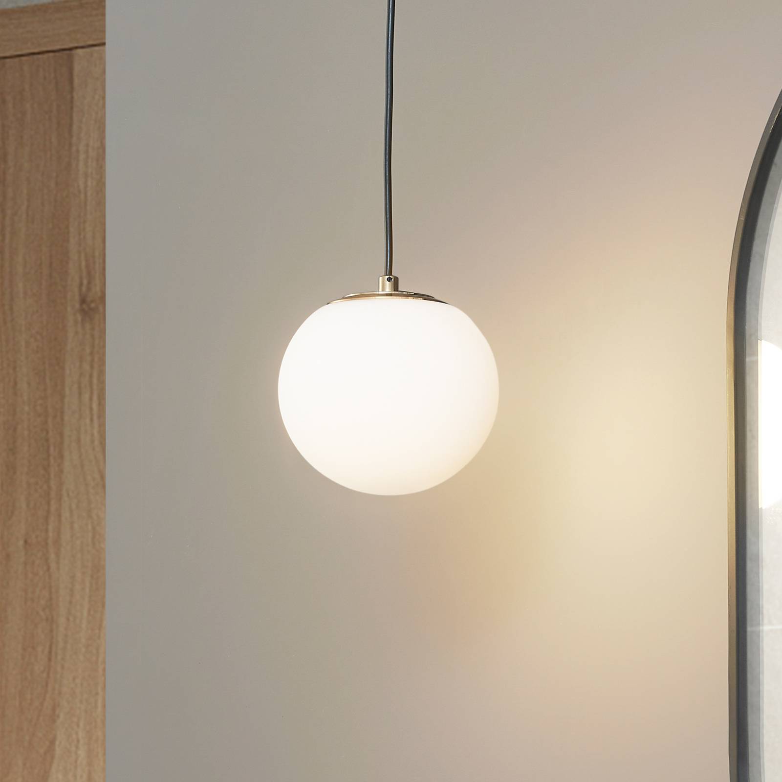 foto del prodotto lucande lampada a sospensione bidolo, colore ottone, vetro, 15 cm, ip44