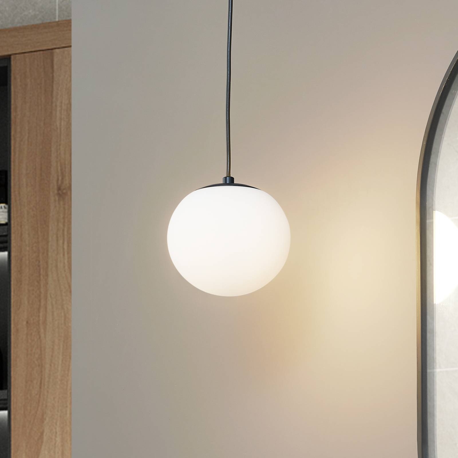 foto del prodotto lucande lampada a sospensione bidolo, nero, vetro, 15 cm, ip44