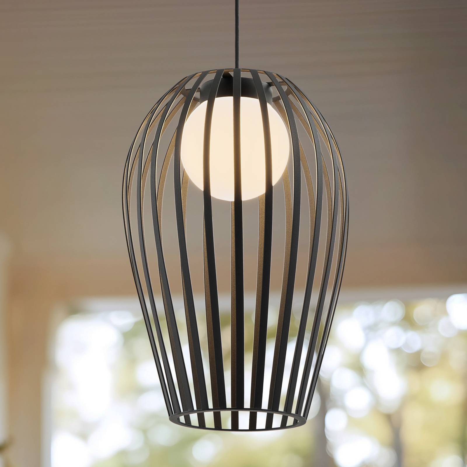 foto del prodotto lucande lampada a sospensione da esterno marrin, nero, metallo, 31 cm