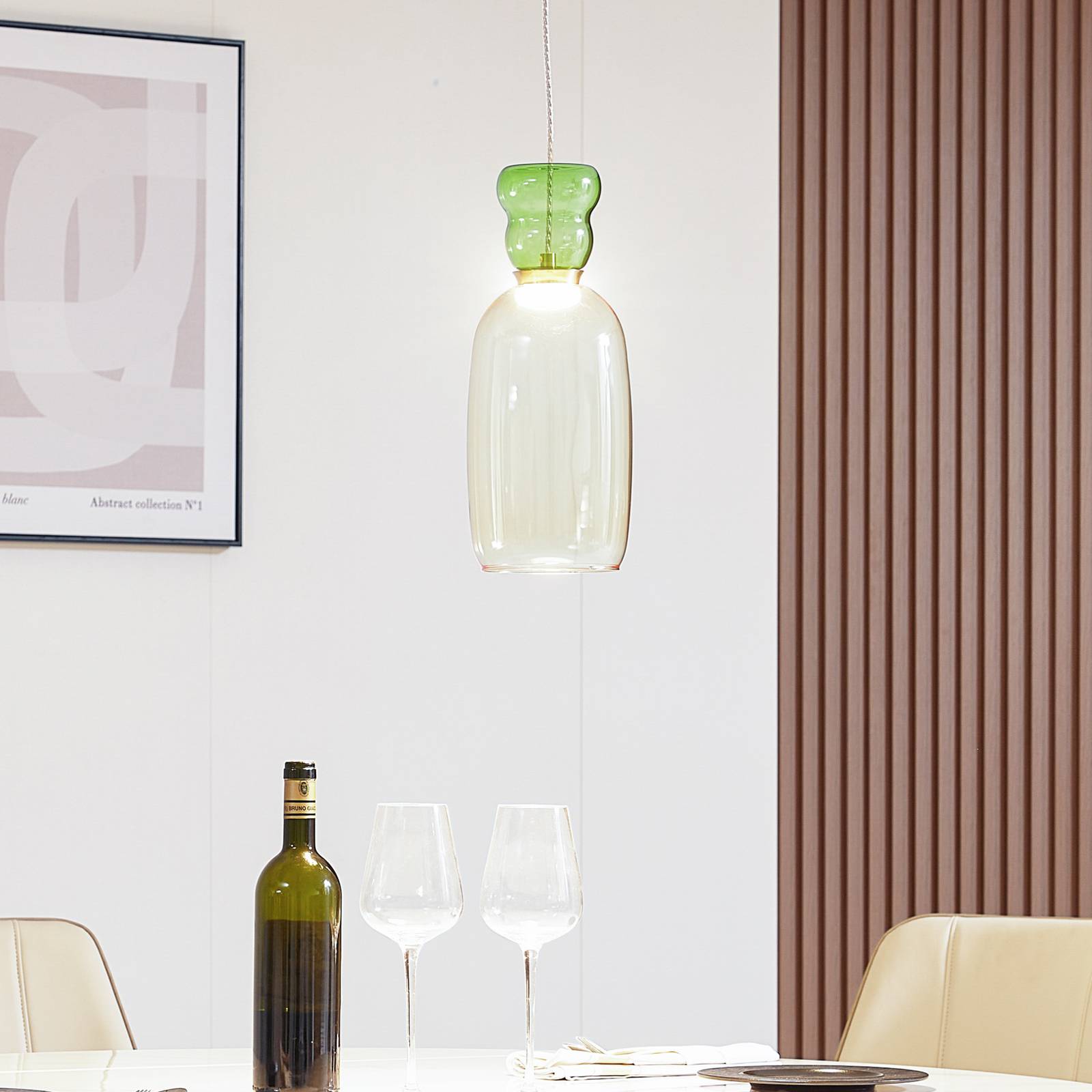 foto del prodotto lucande lampada a sospensione fay, giallo verde chiaro, vetro, 15 cm
