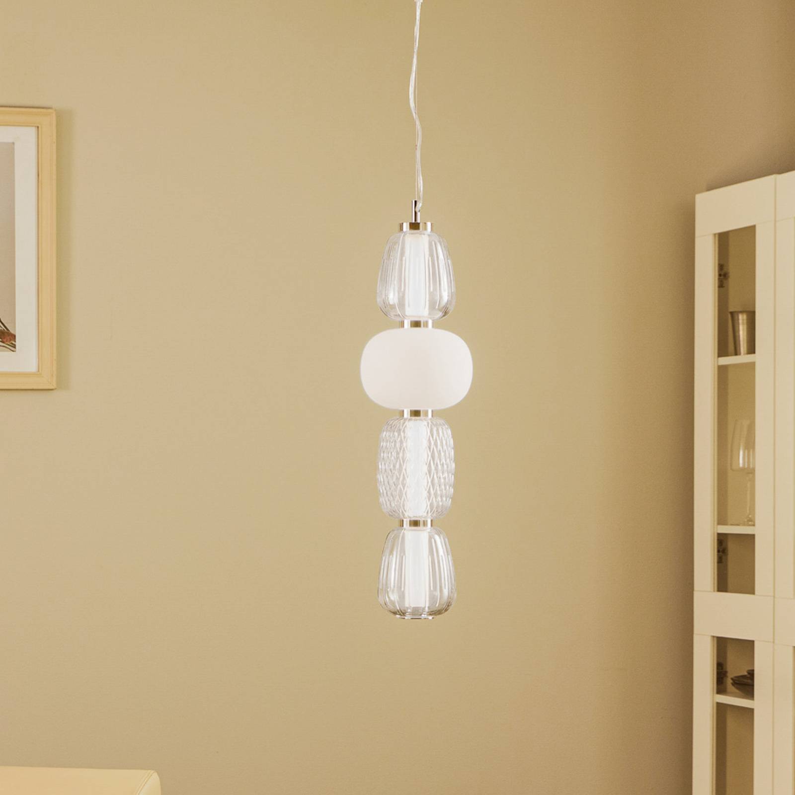 foto del prodotto lucande lampada a sospensione fedra, vetro, grigio bianco, 17 cm
