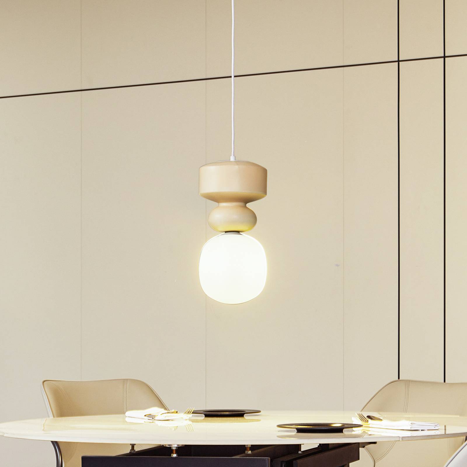 foto del prodotto lucande lampada a sospensione fidelo, bianco giallo, vetro, ceramica, 18 cm
