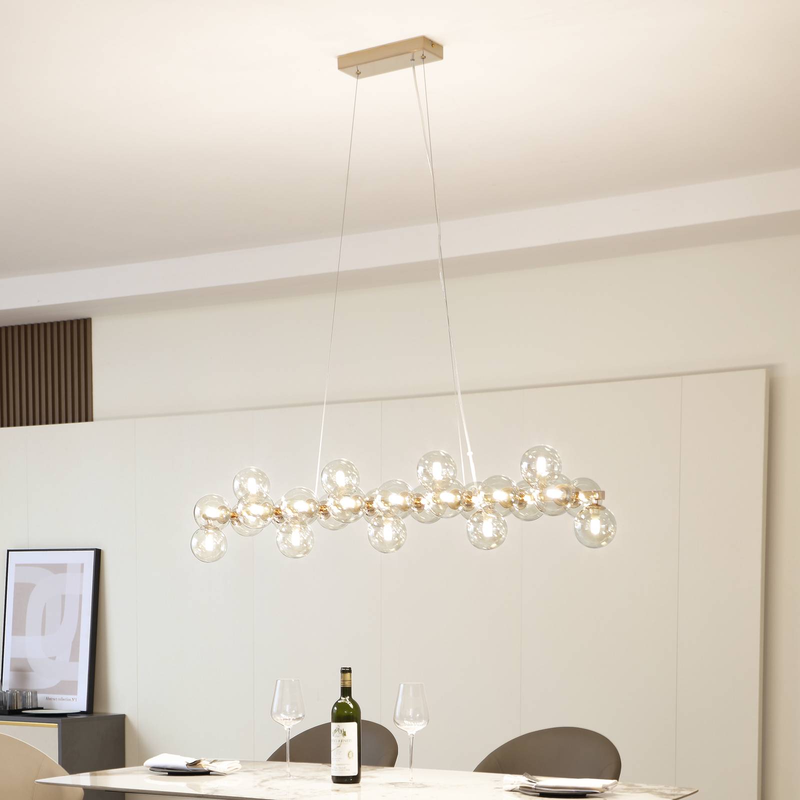 foto del prodotto lucande lampada a sospensione naelen, oro ambra, 125 cm, vetro, g9
