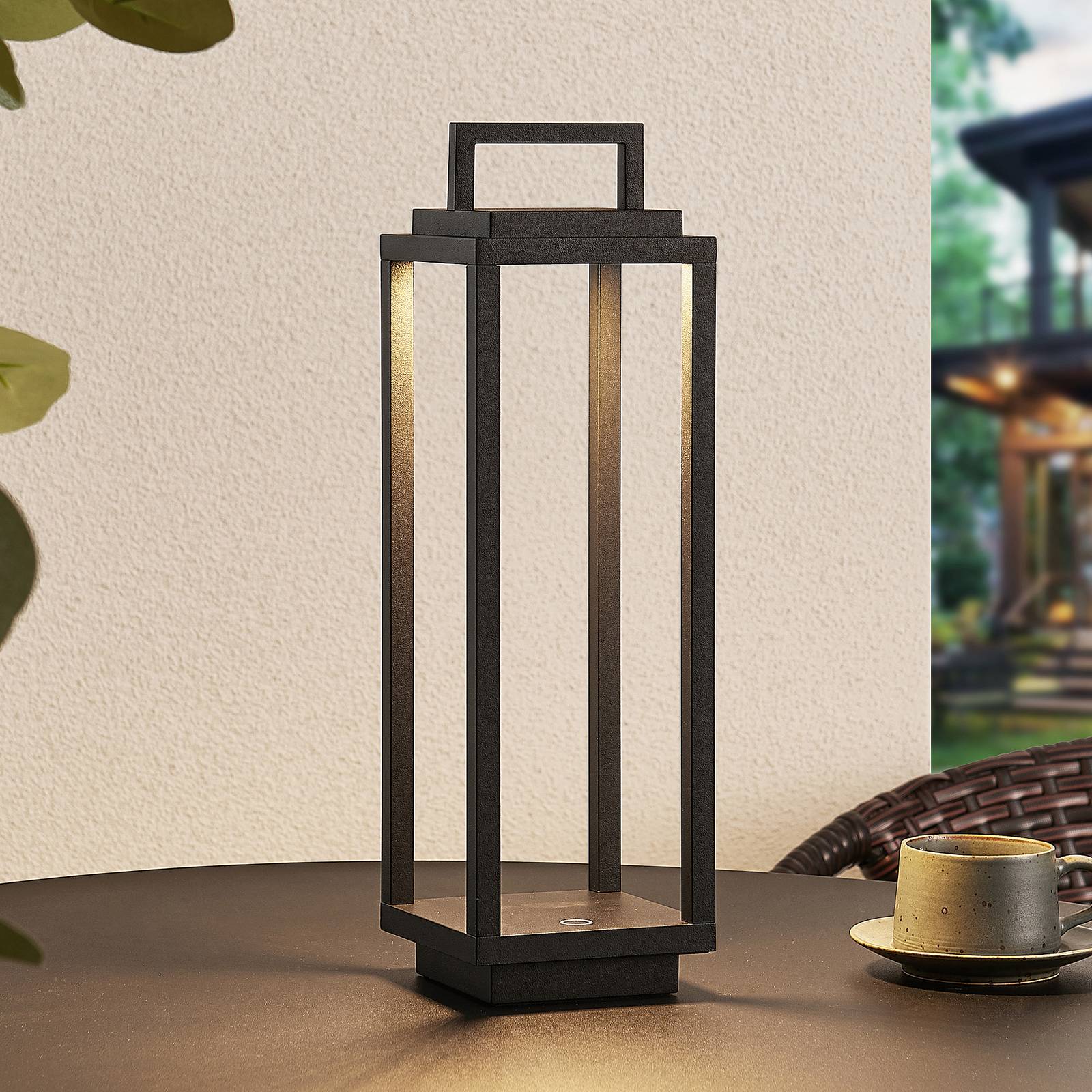 foto del prodotto lucande lampada da esterno mirina, nera, batteria ricaricabile, touch