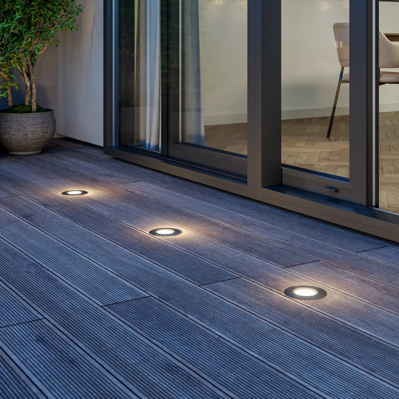 foto del prodotto lucande lampada da incasso per pavimento a led ava, 12 cm, rotonda, ip67
