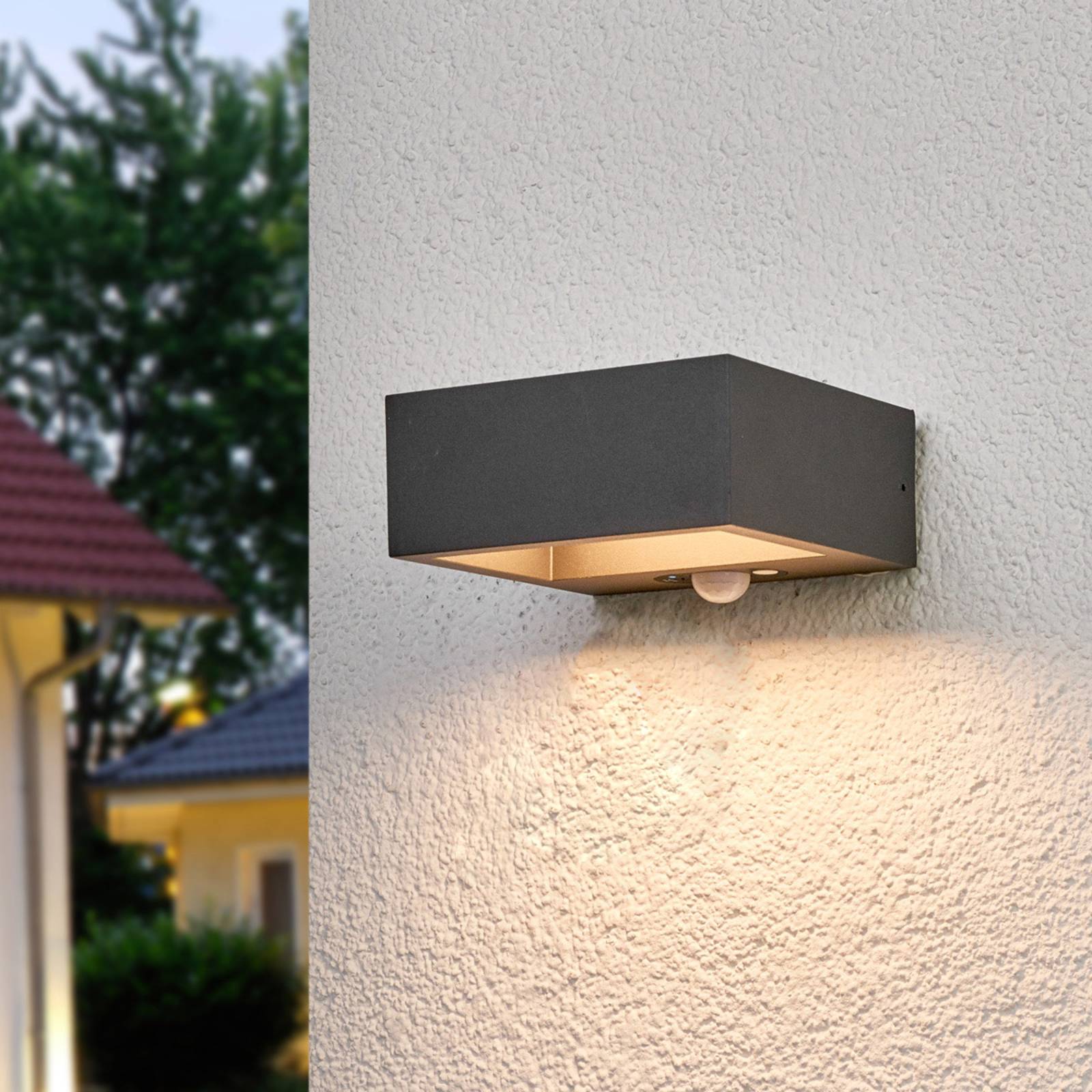 foto del prodotto lucande lampada da parete solare a led mahra, antracite, metallo, sensore