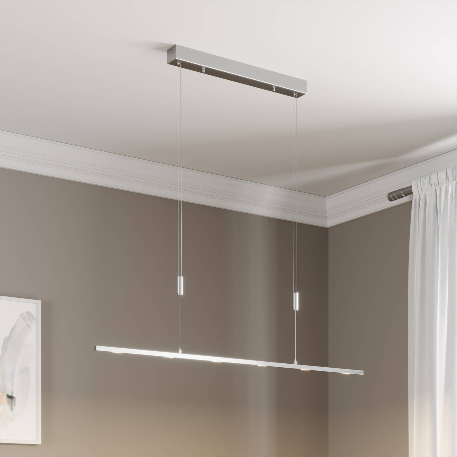 foto del prodotto lucande lampada led a sospensione arnik, 120 cm, color nichel, dimmerabile