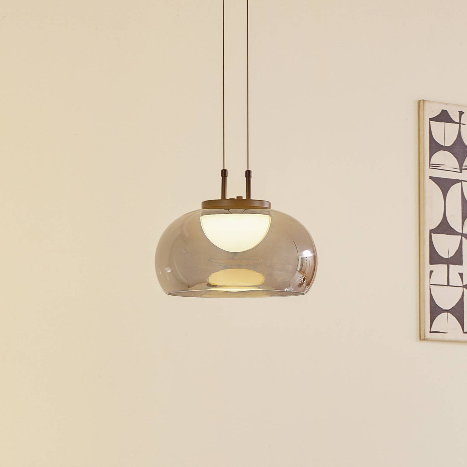 foto del prodotto lucande lampada led a sospensione dain, a 1 luce, grigio fumo, vetro
