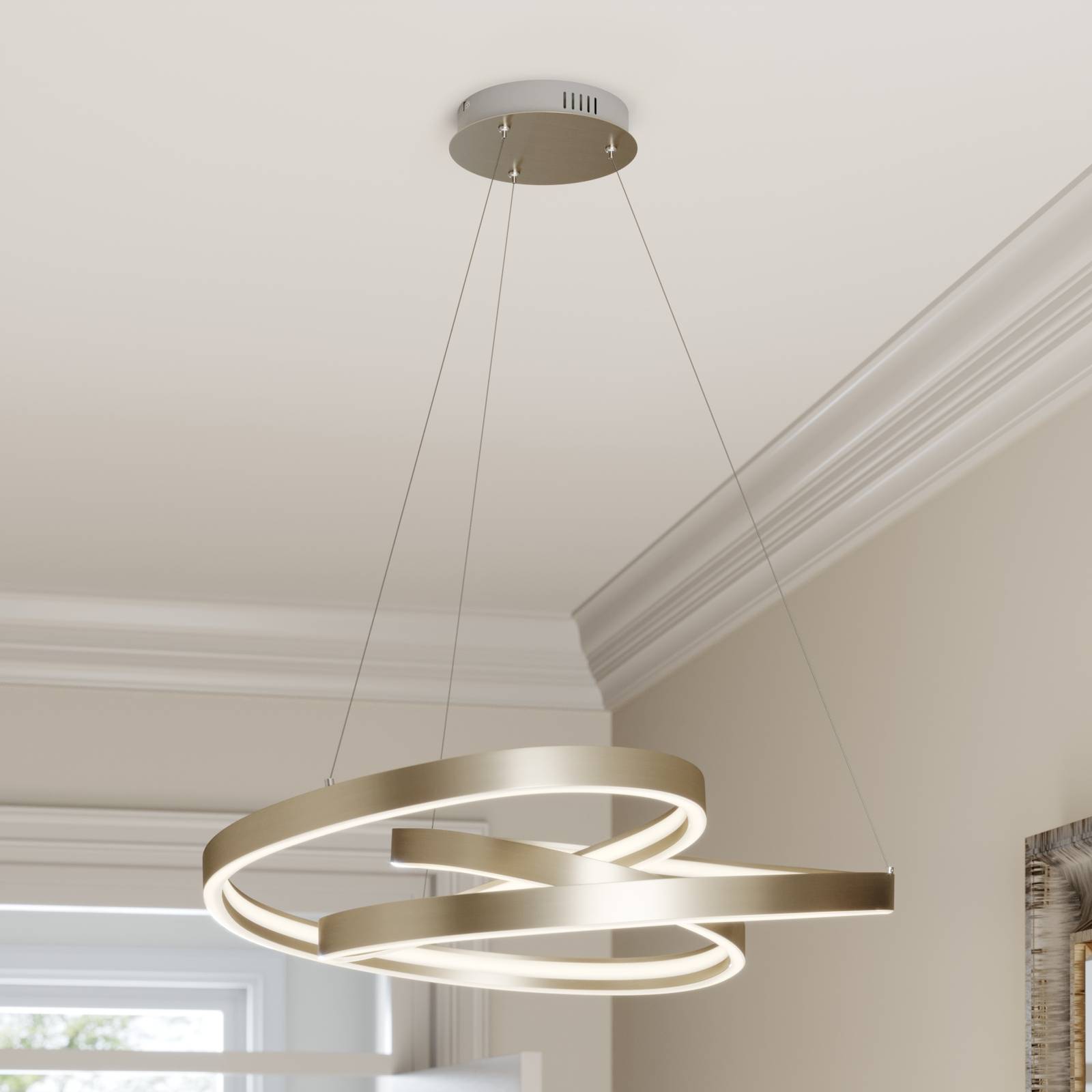 foto del prodotto lucande lampada led a sospensione gunbritt, 80 cm, argento, dimmerabile
