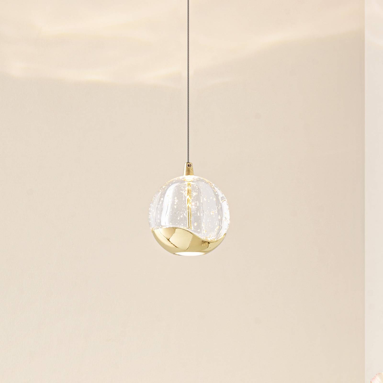 foto del prodotto lucande lampada led a sospensione hayley, 9 cm, color oro, vetro