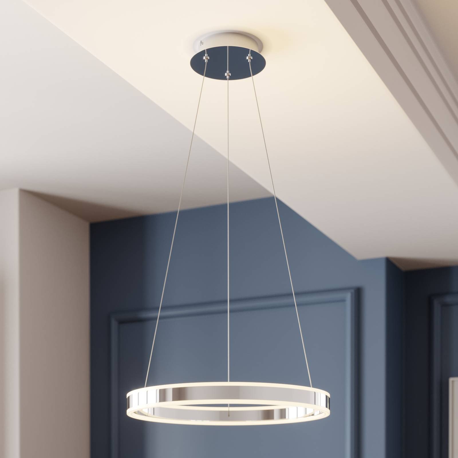 foto del prodotto lucande lampada led a sospensione lyani, 50 cm, cromo, dimmerabile