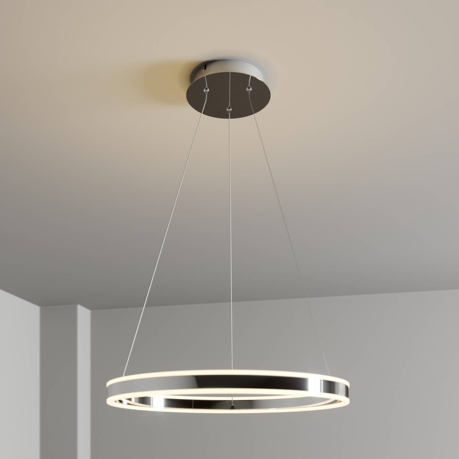 foto del prodotto lucande lampada led a sospensione lyani, 60 cm, cromo, dimmerabile