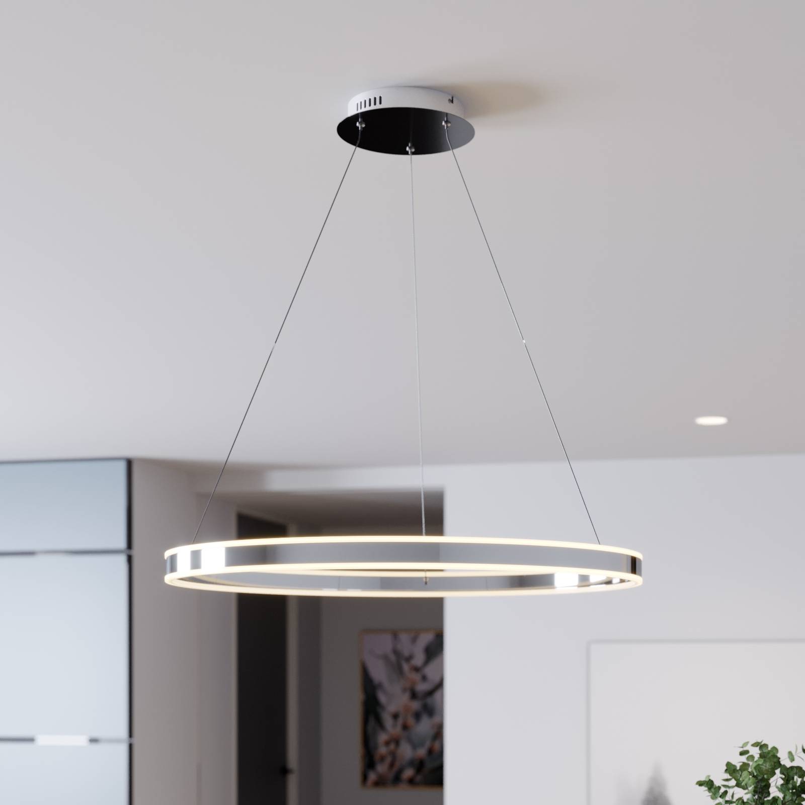 foto del prodotto lucande lampada led a sospensione lyani, 80 cm, cromo, dimmerabile