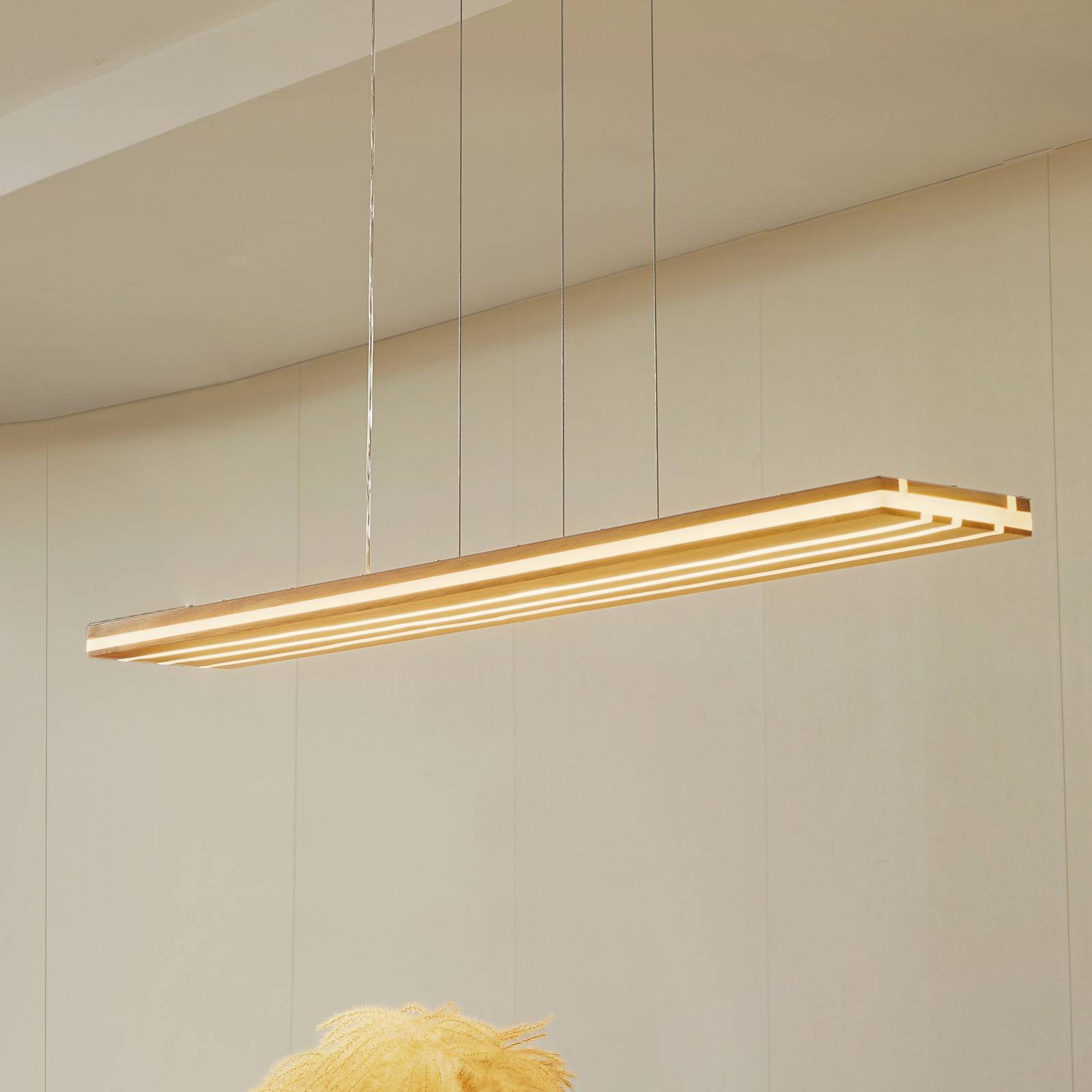 foto del prodotto lucande lampada led a sospensione silja, legno, acrilico, bianco, 3000k