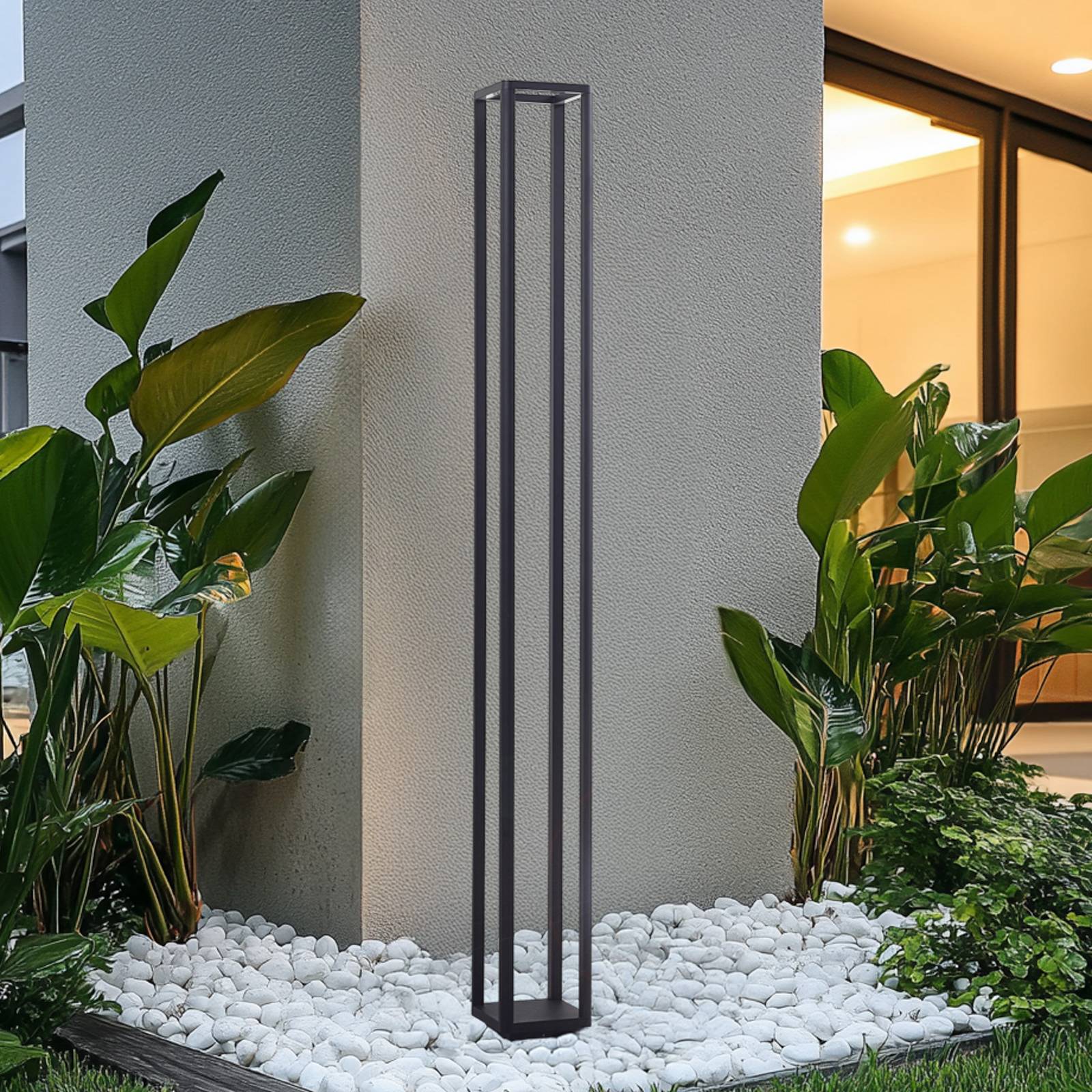 foto del prodotto lucande lampada led da esterno thorvid, altezza 180 cm, nera