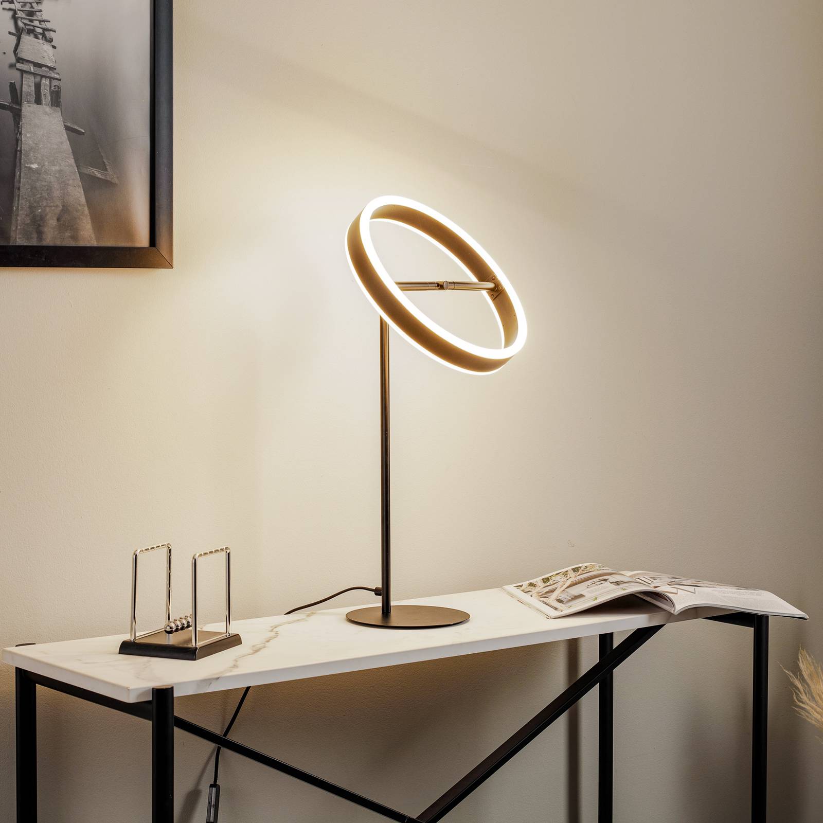 foto del prodotto lucande lampada led da tavolo yekta, nera, 59 cm, dimmerabile