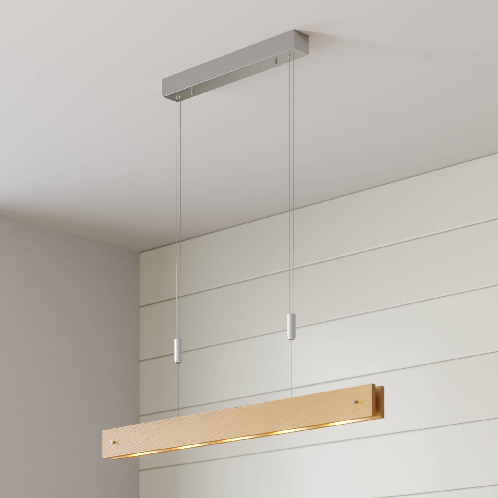 foto del prodotto lucande lampada led di legno karinja con dimmer, naturale