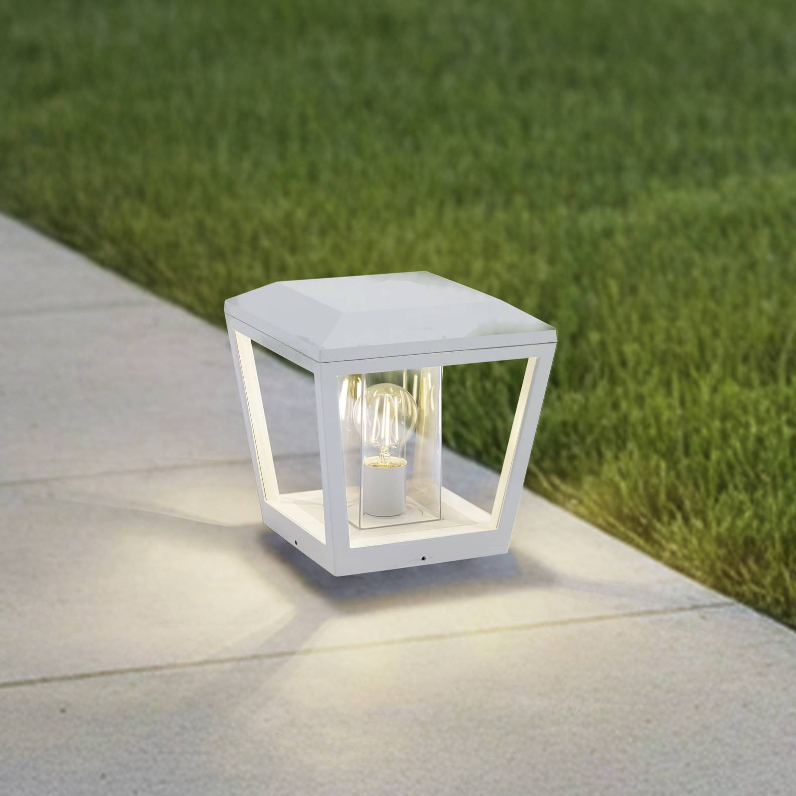 foto del prodotto lucande lampioncino dunia, bianco, metallo, 24 cm, e27, ip54
