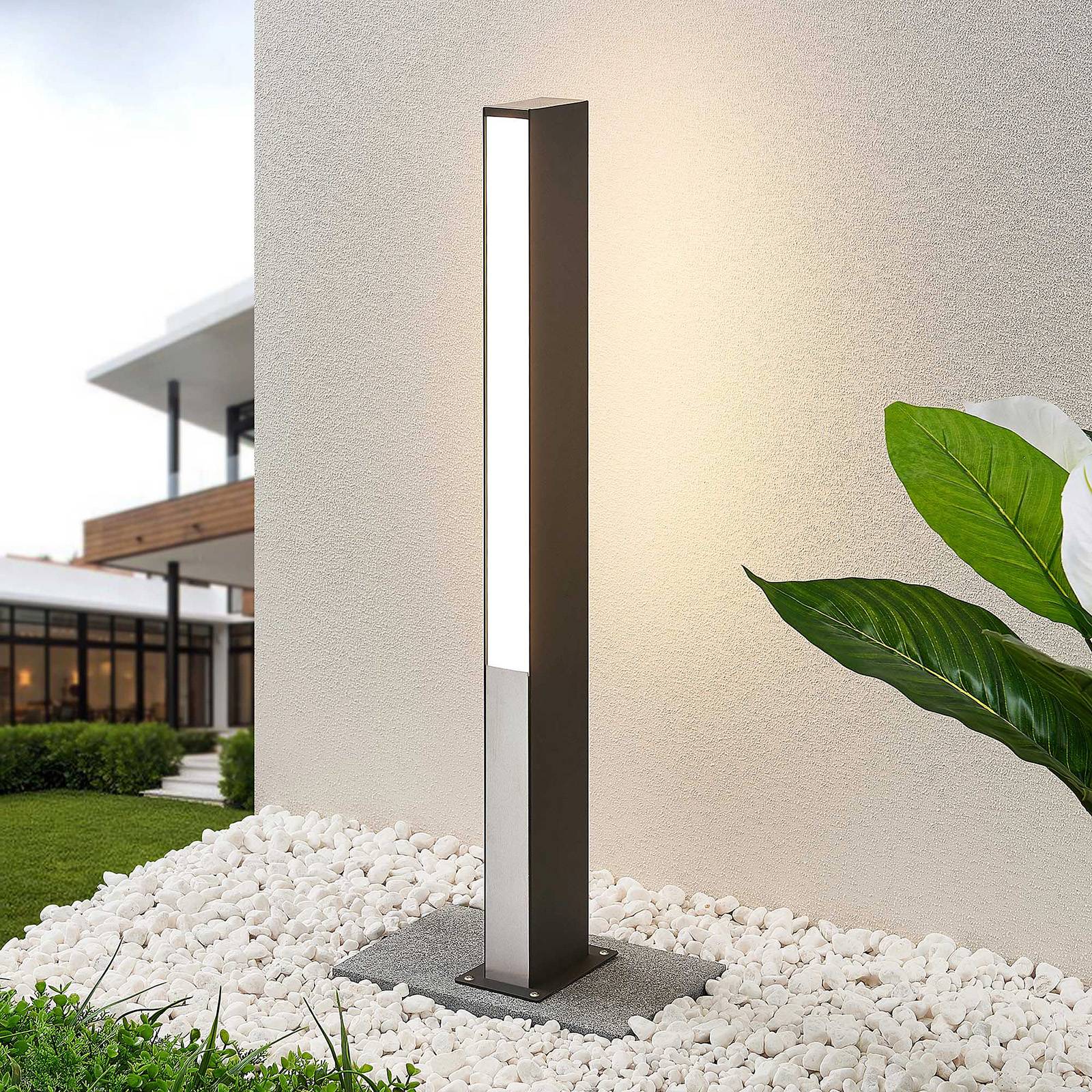 foto del prodotto lucande lampione a led aegisa, 80 cm, antracite, metallo, ip54