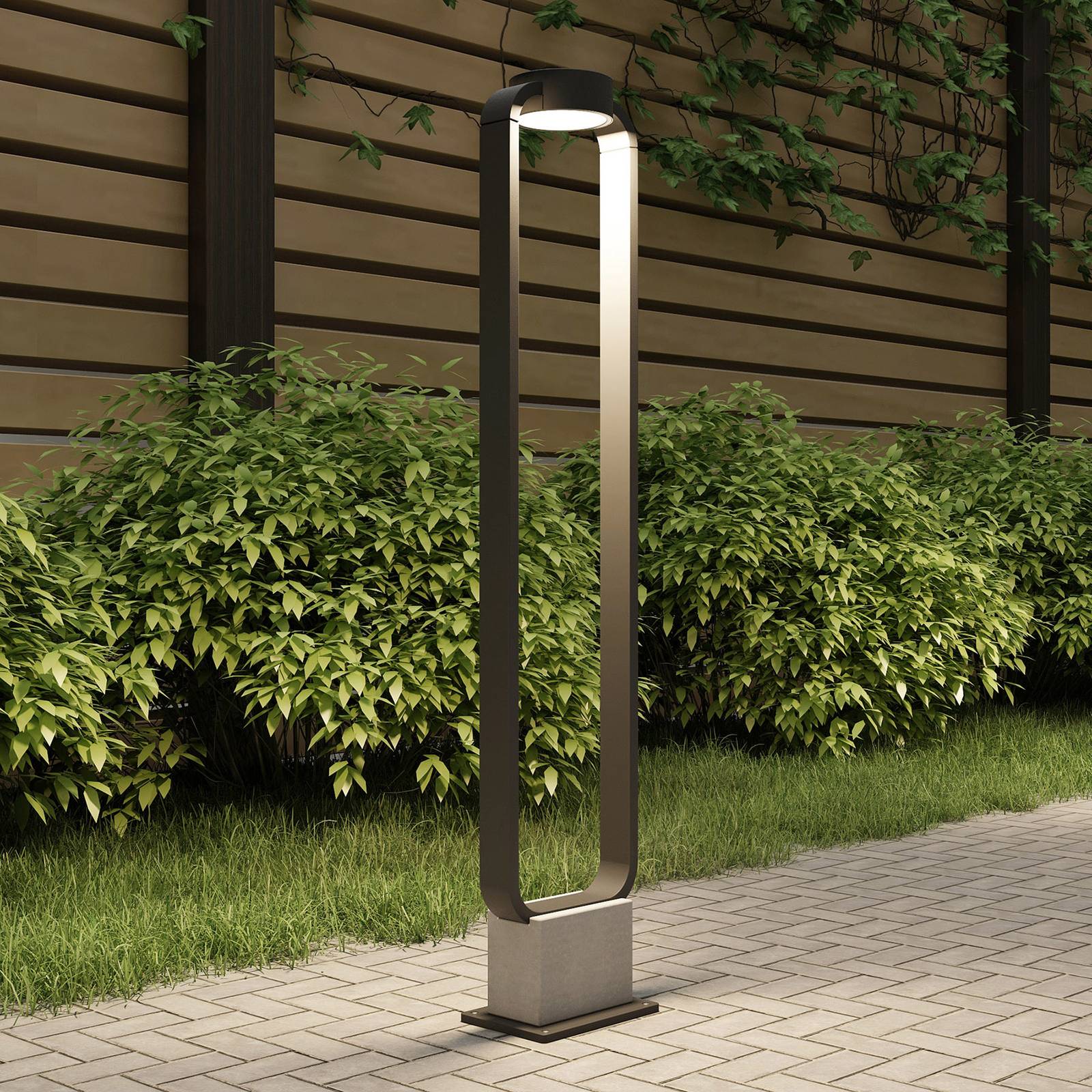 foto del prodotto lucande lampione a led belna, 100 cm, antracite, cemento, ip65