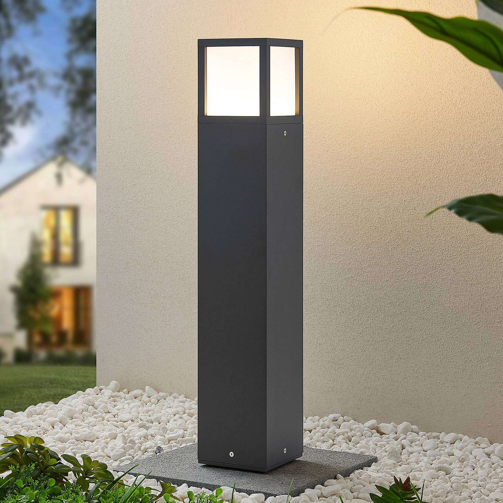 foto del prodotto lucande lampione a led dewari, 65 cm, grigio scuro, ip54