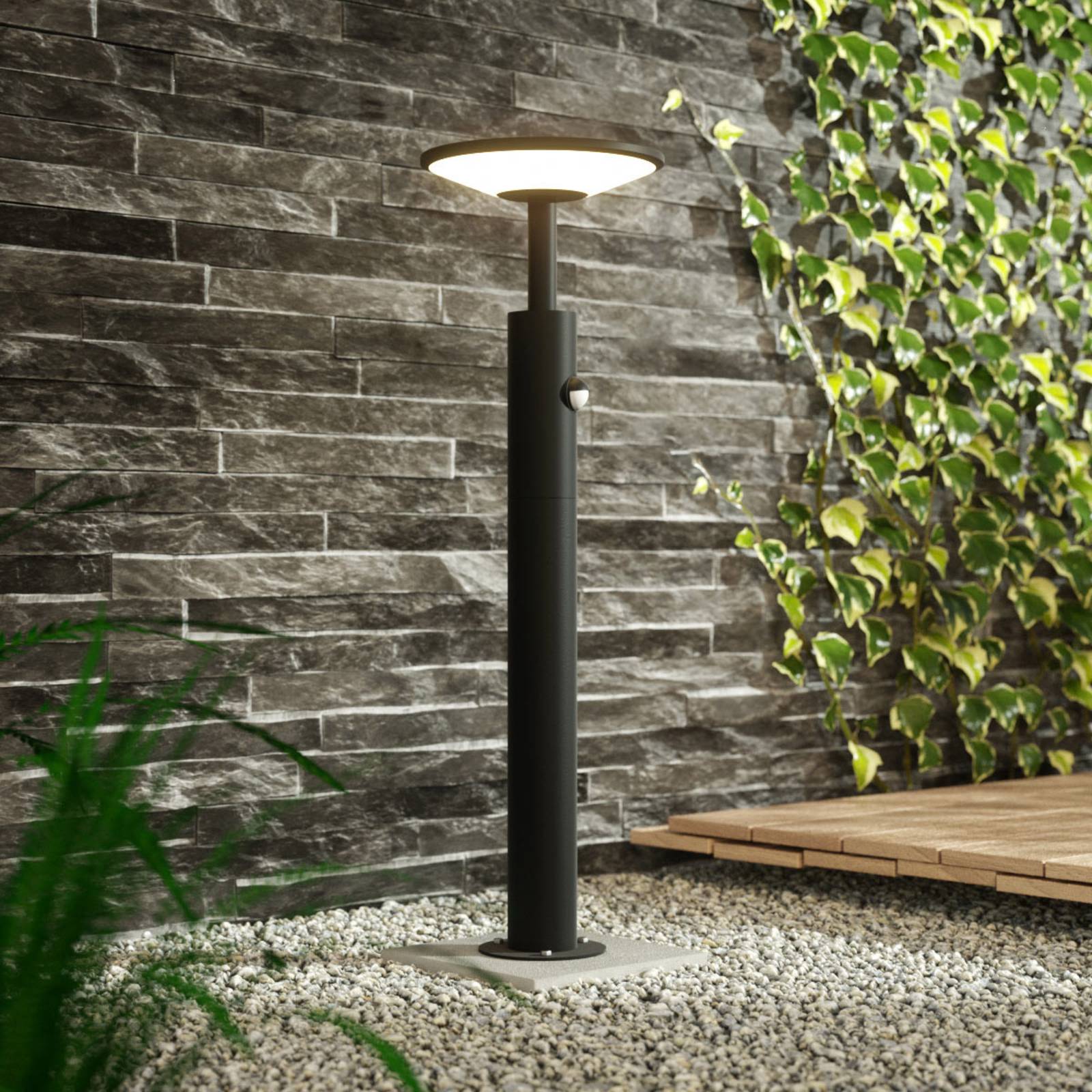 foto del prodotto lucande lampione a led fenia, 60 cm, sensore, ip54, antracite