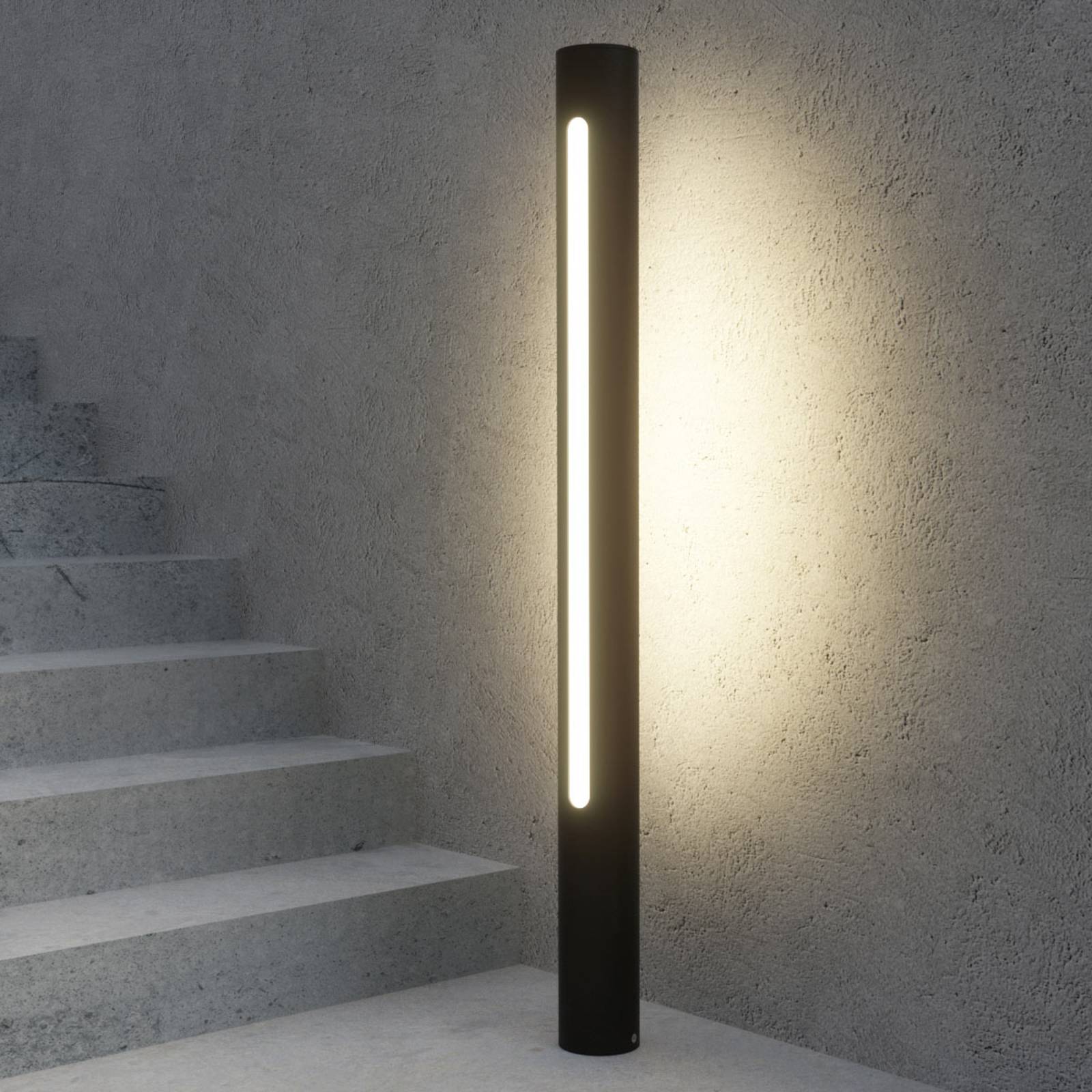 foto del prodotto lucande lampione a led tomas, 75 cm, grigio scuro, ip54