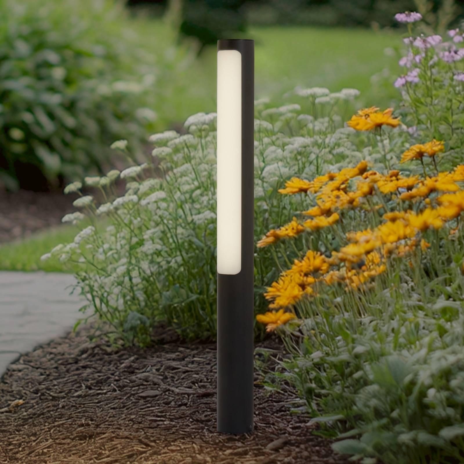foto del prodotto lucande lampione a led tuberia, antracite, metallo, 80 cm