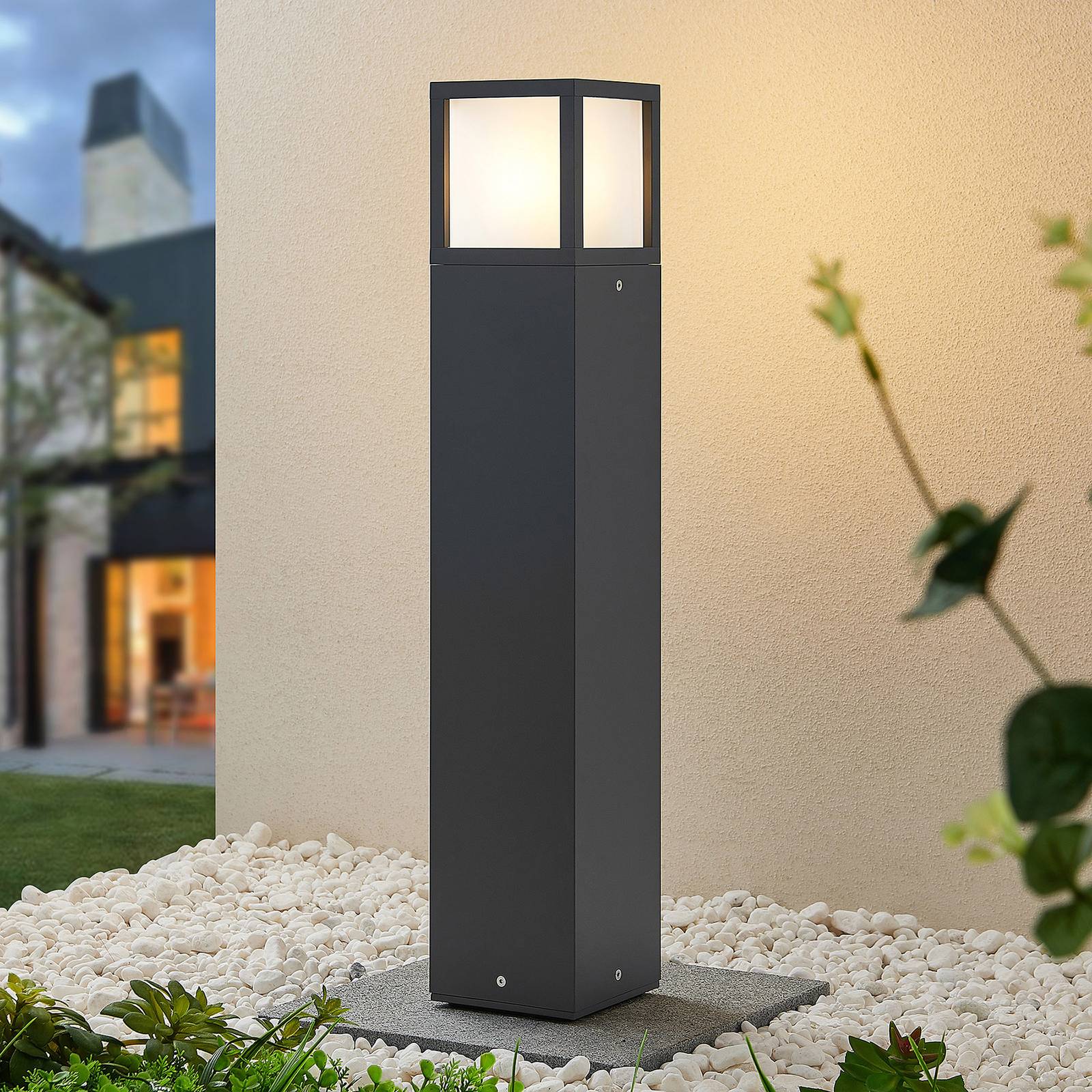foto del prodotto lucande lampione dewari, e27, 65 cm, grigio scuro, ip54