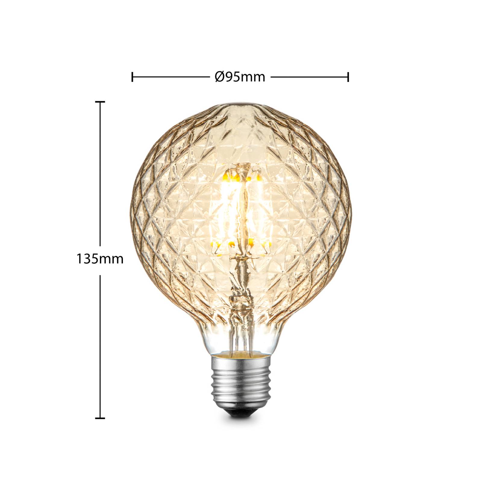 foto del prodotto lucande led e27 g95 4w 2.700k dimming ambra