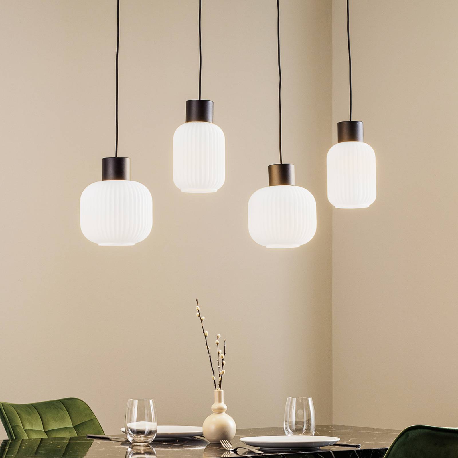 foto del prodotto lucande lomeris, lampada a sospensione a 4 luci, bianco