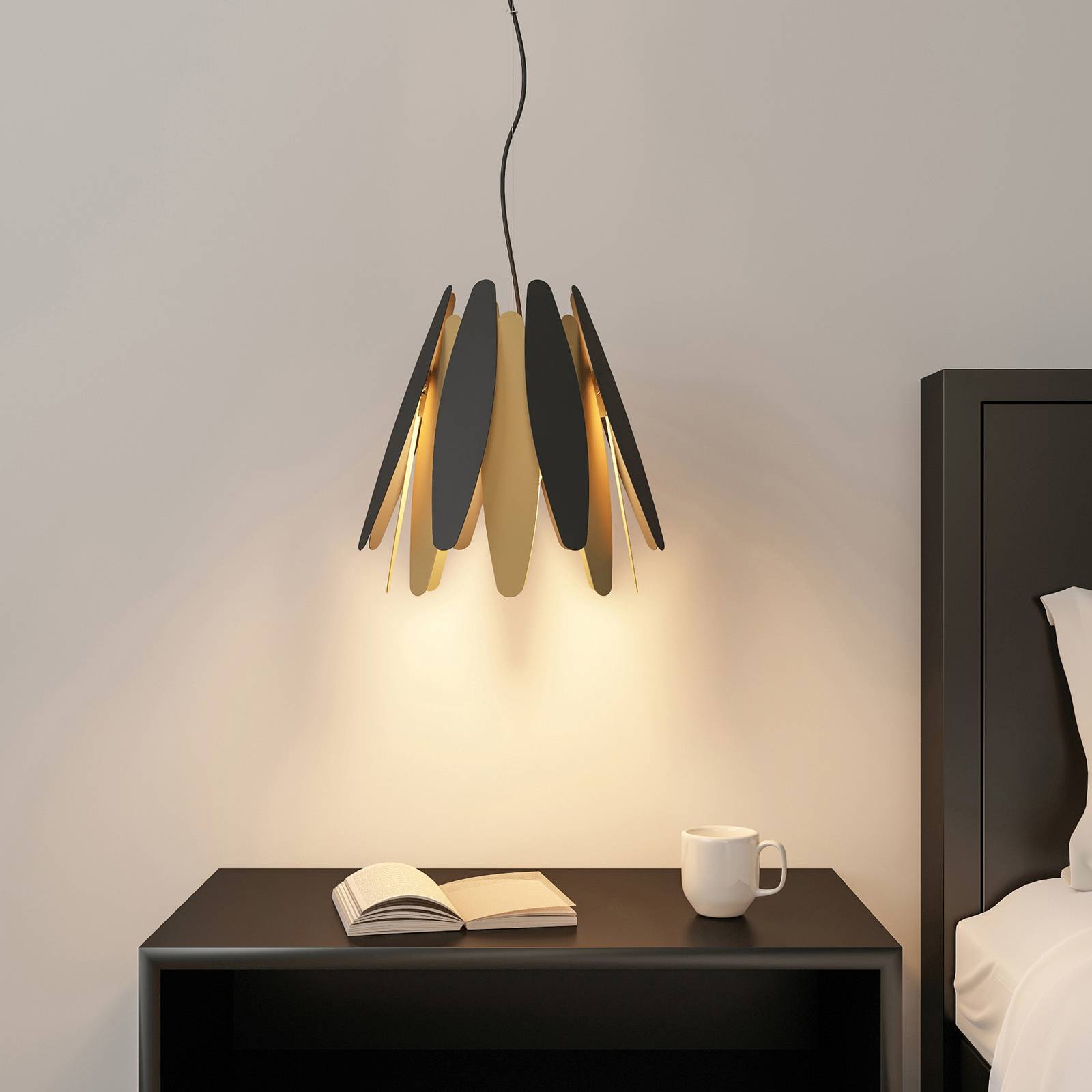 foto del prodotto lucande lounit lampada sospensione nero oro 1 luce