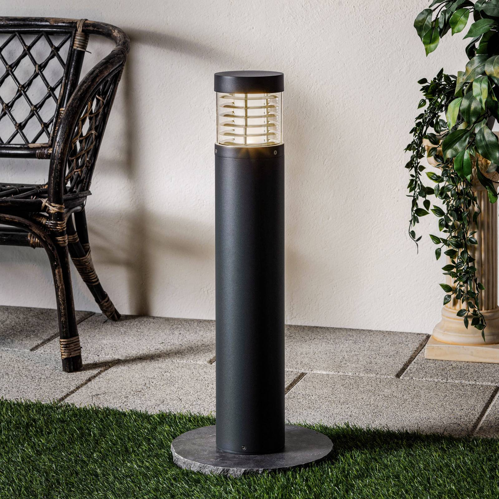 foto del prodotto lucande lucius lampione a led, 65 cm, antracite, metallo, ip54