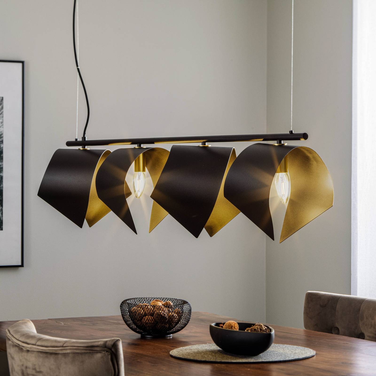 foto del prodotto lucande mikolay lampada a sospensione, 4 luci, nero