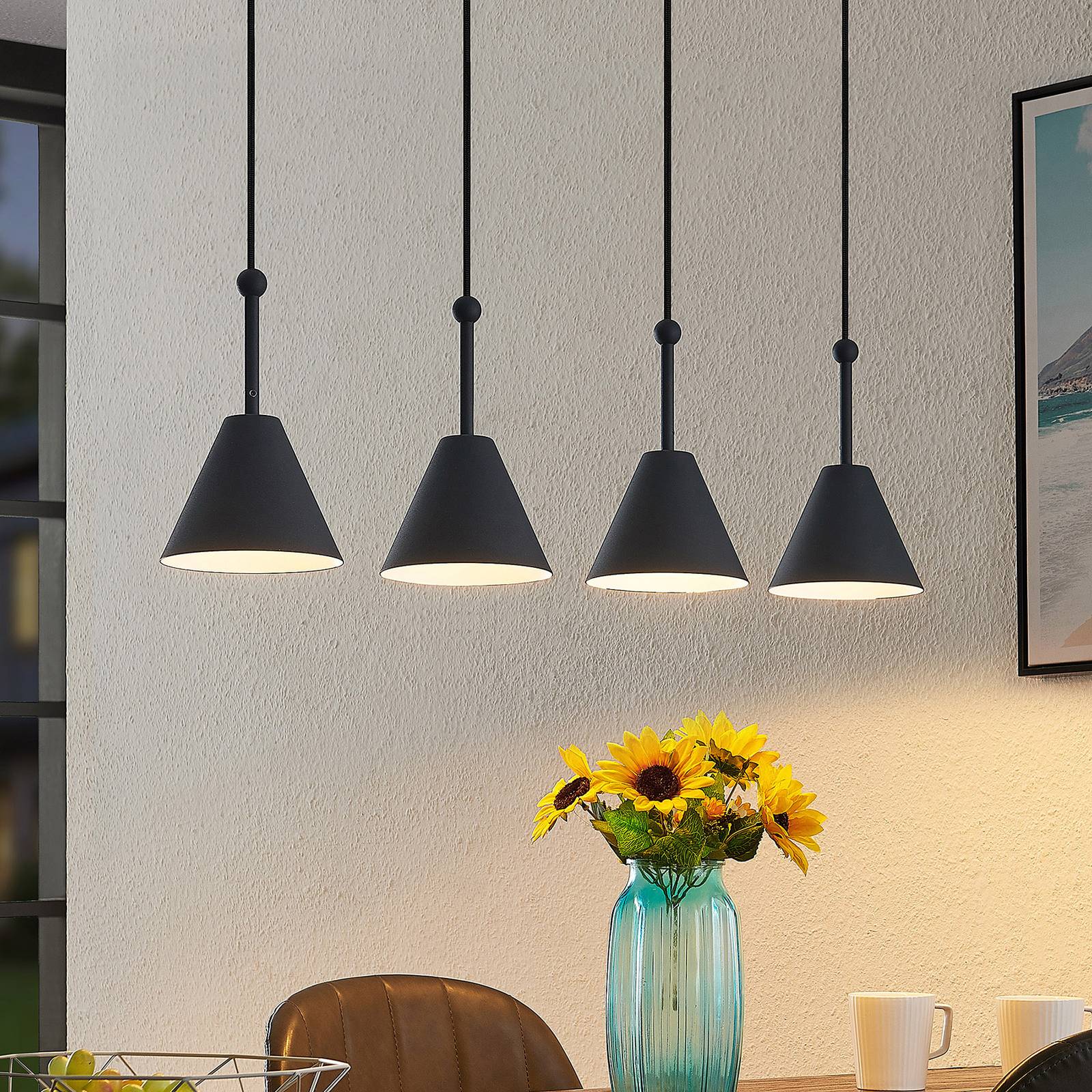 foto del prodotto lucande phina lampada a sospensione, nero, 4 luci