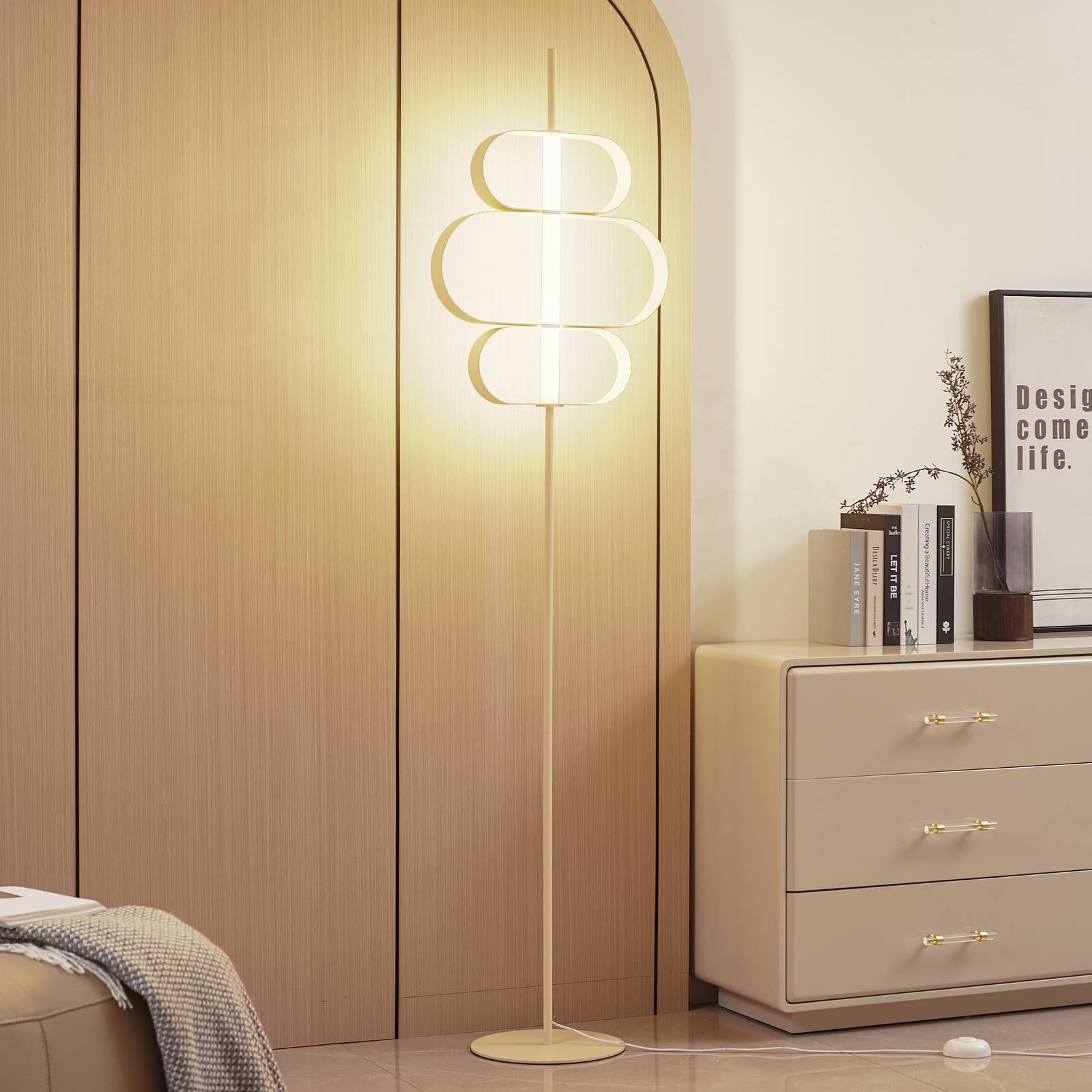 foto del prodotto lucande piantana led audrina, beige, metallo, dimmerabile