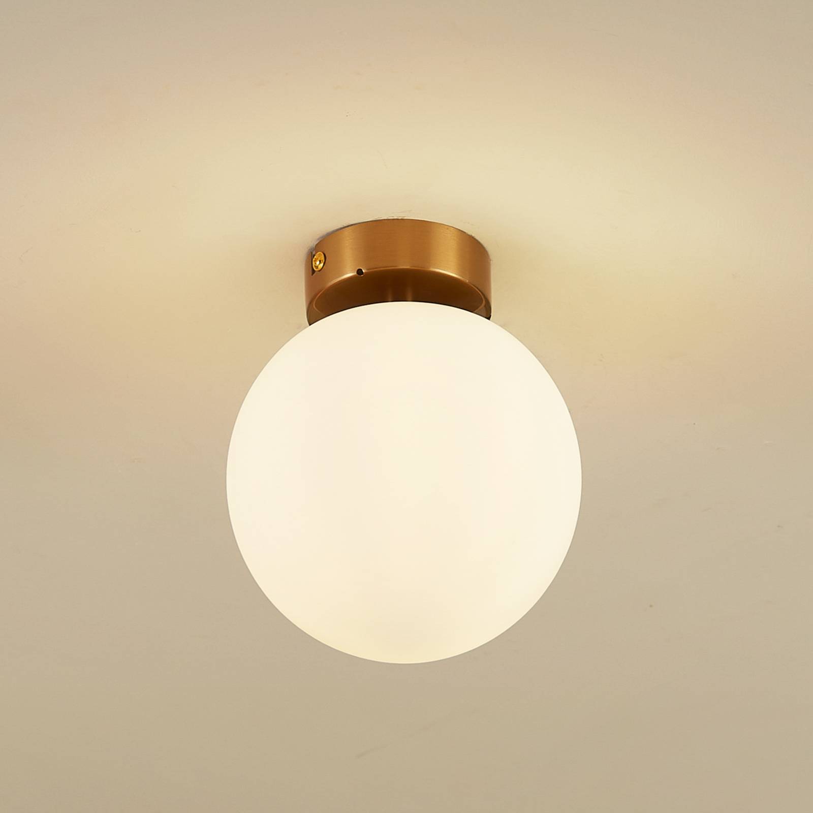 foto del prodotto lucande plafoniera bidolo, colore ottone, vetro, 15 cm, ip44