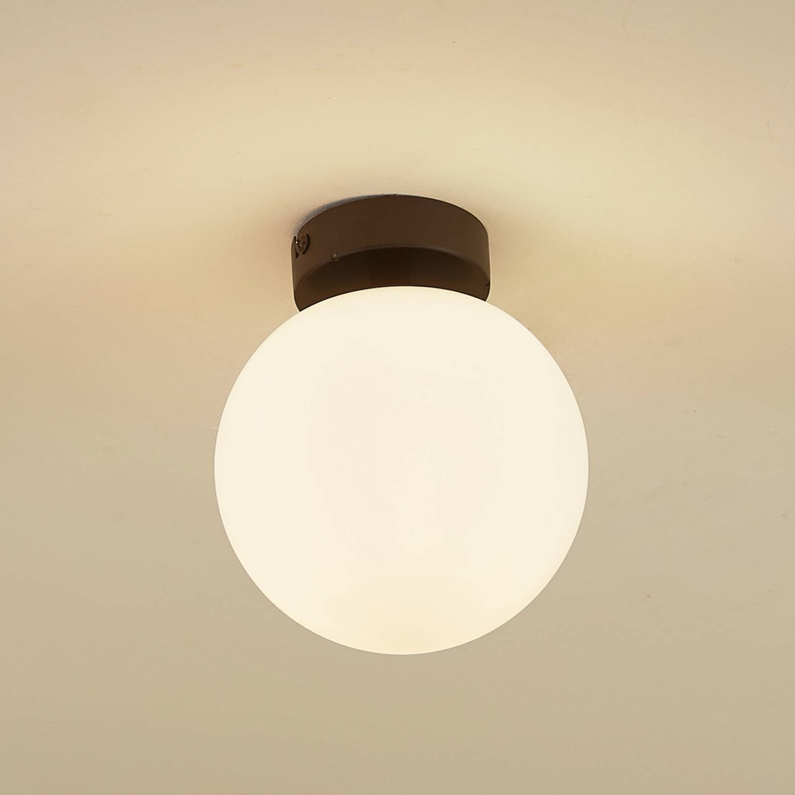 foto del prodotto lucande plafoniera bidolo, nero, vetro, 15 cm, ip44