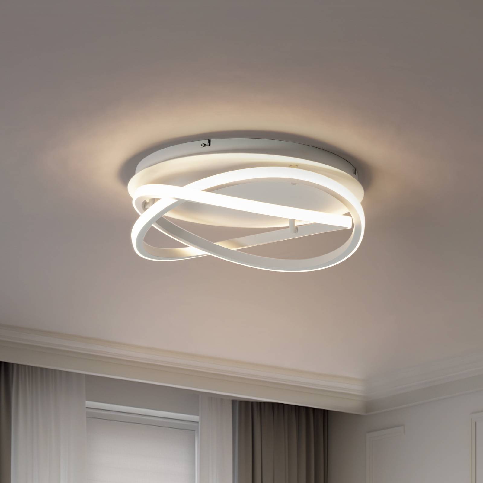 foto del prodotto lucande plafoniera led aldric, bianco, alluminio, 45 cm